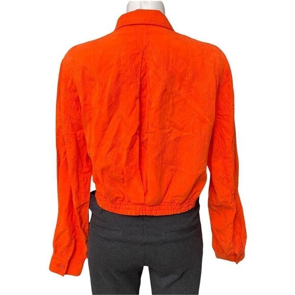 Anthropologie Cartonnier Orange Eisenhower  Full Zip‎ Bomber Jacket linen sz S - Picture 6 of 8